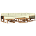 Outdoor-Sofagarnitur mit Kissen 7 pcs Natur und Creme