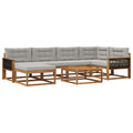 Outdoor-Sofagarnitur mit Kissen 7 pcs Natürlich und Hellgrau