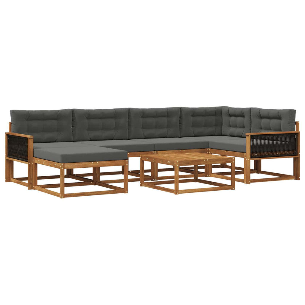 Outdoor-Sofagarnitur mit Kissen 7 pcs Natur und Anthrazit