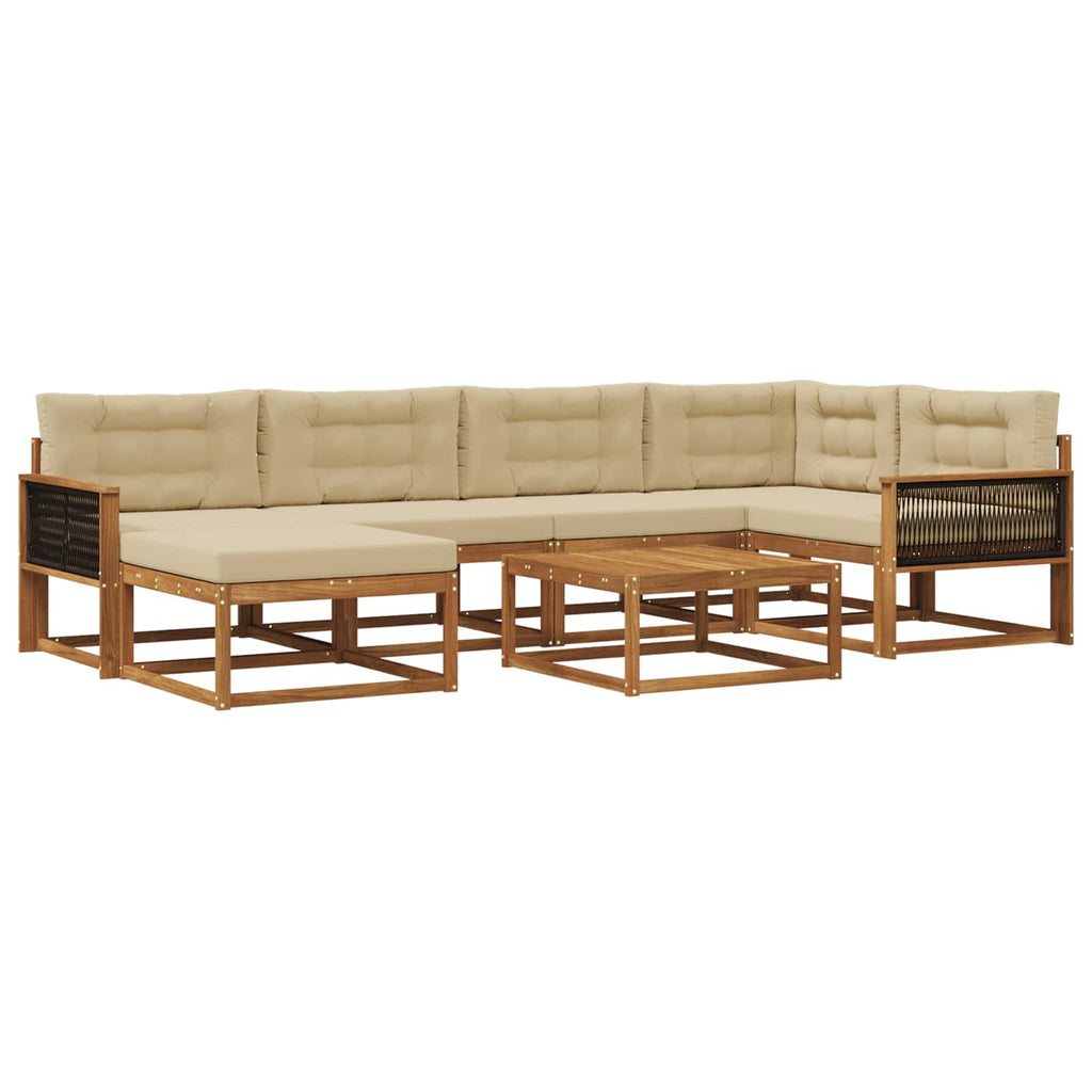 Outdoor-Sofagarnitur mit Kissen 7 pcs Natur und Beige