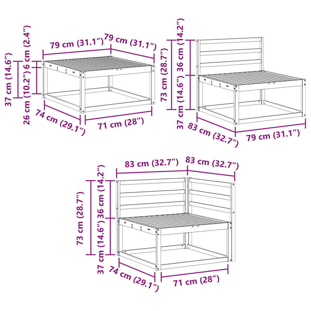 Outdoor-Sofagarnitur 7 pcs Natur Massivholz Akazie