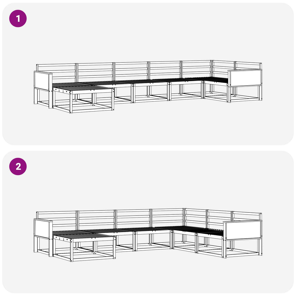 Outdoor-Sofagarnitur 7 pcs Natur Massivholz Akazie