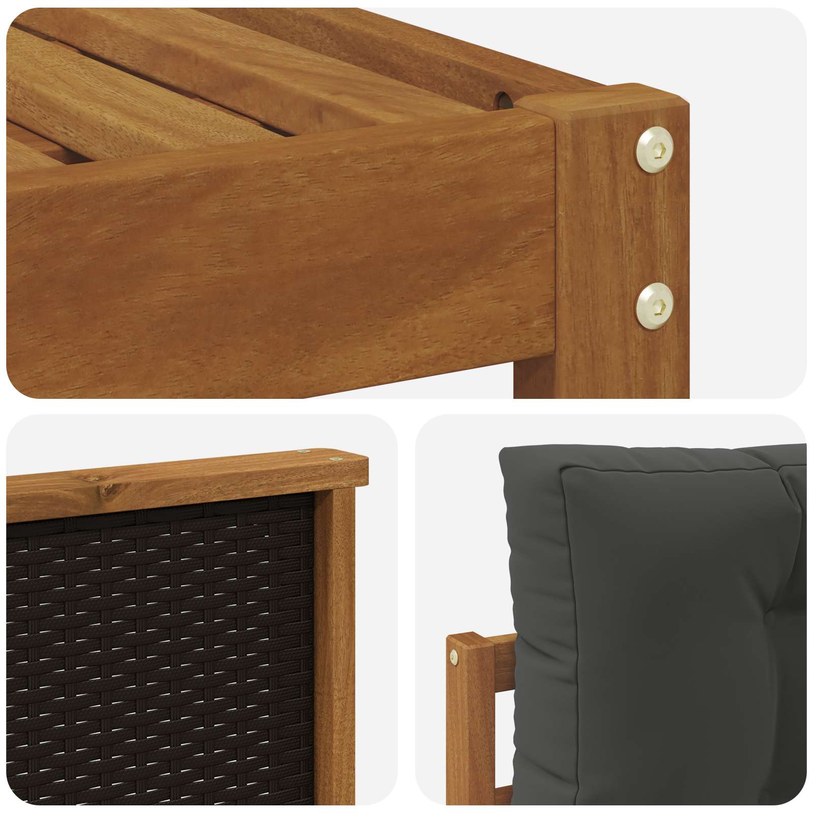 Outdoor-Sofagarnitur mit Kissen 7 pcs Natur und Anthrazit
