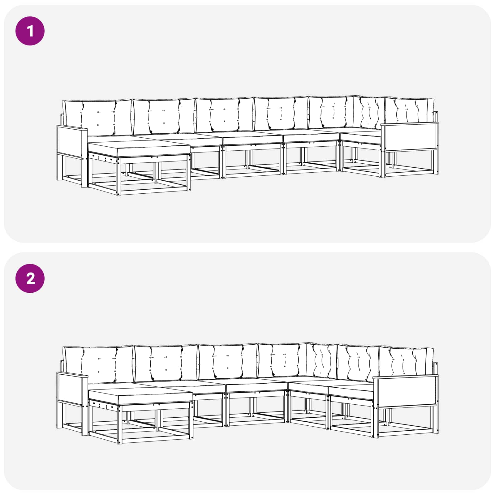 Outdoor-Sofagarnitur mit Kissen 7 pcs Natur und Anthrazit