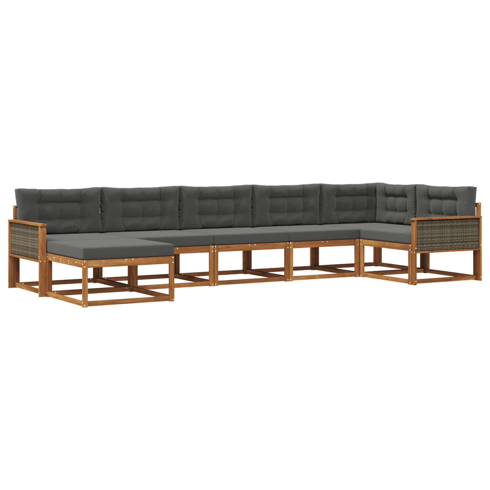 Outdoor-Sofagarnitur mit Kissen 7 pcs Natur und Anthrazit