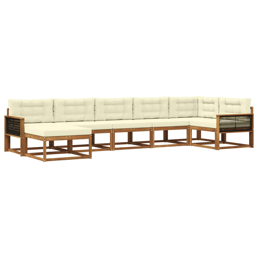 Outdoor-Sofagarnitur mit Kissen 7 pcs Natur und Creme