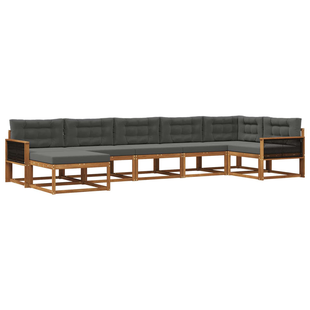 Outdoor-Sofagarnitur mit Kissen 7 pcs Natur und Anthrazit