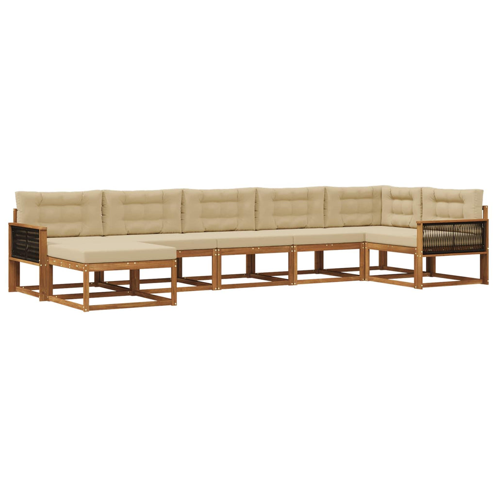 Outdoor-Sofagarnitur mit Kissen 7 pcs Natur und Beige