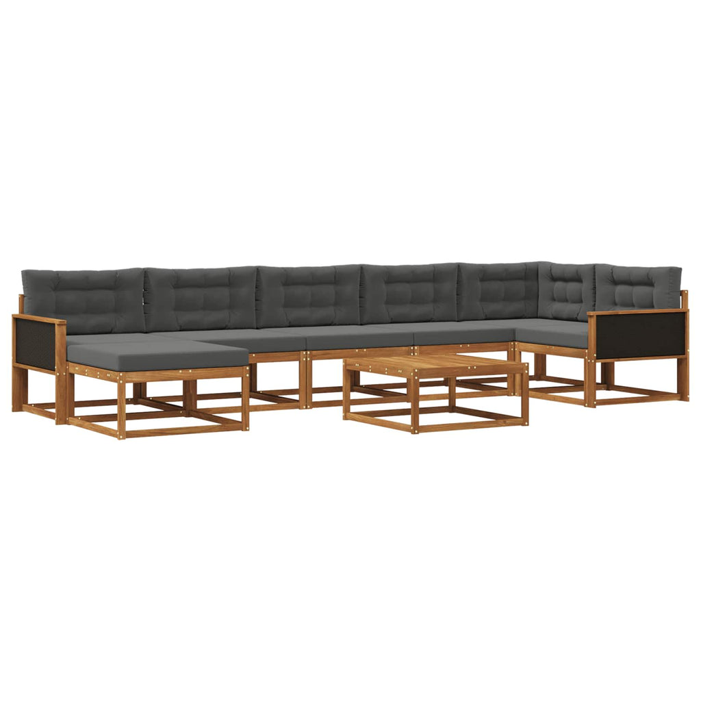 Outdoor-Sofagarnitur mit Kissen 8 pcs Natur und Anthrazit
