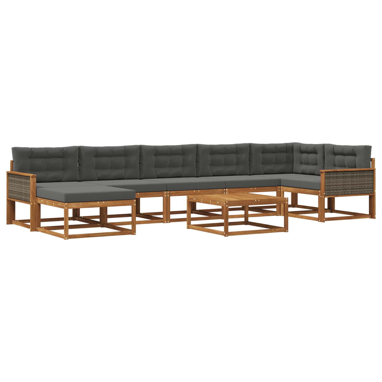 Outdoor-Sofagarnitur mit Kissen 8 pcs Natur und Anthrazit