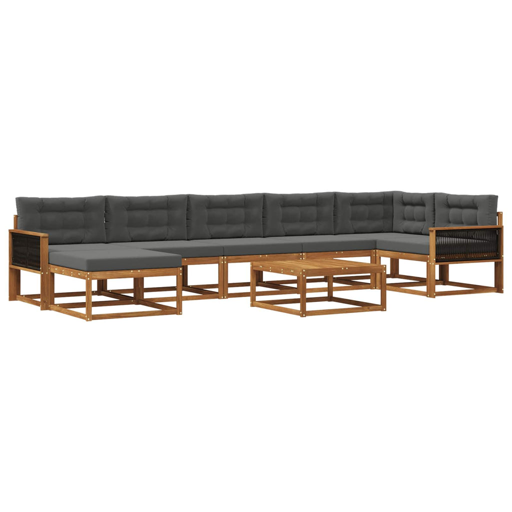 Outdoor-Sofagarnitur mit Kissen 8 pcs Natur und Anthrazit