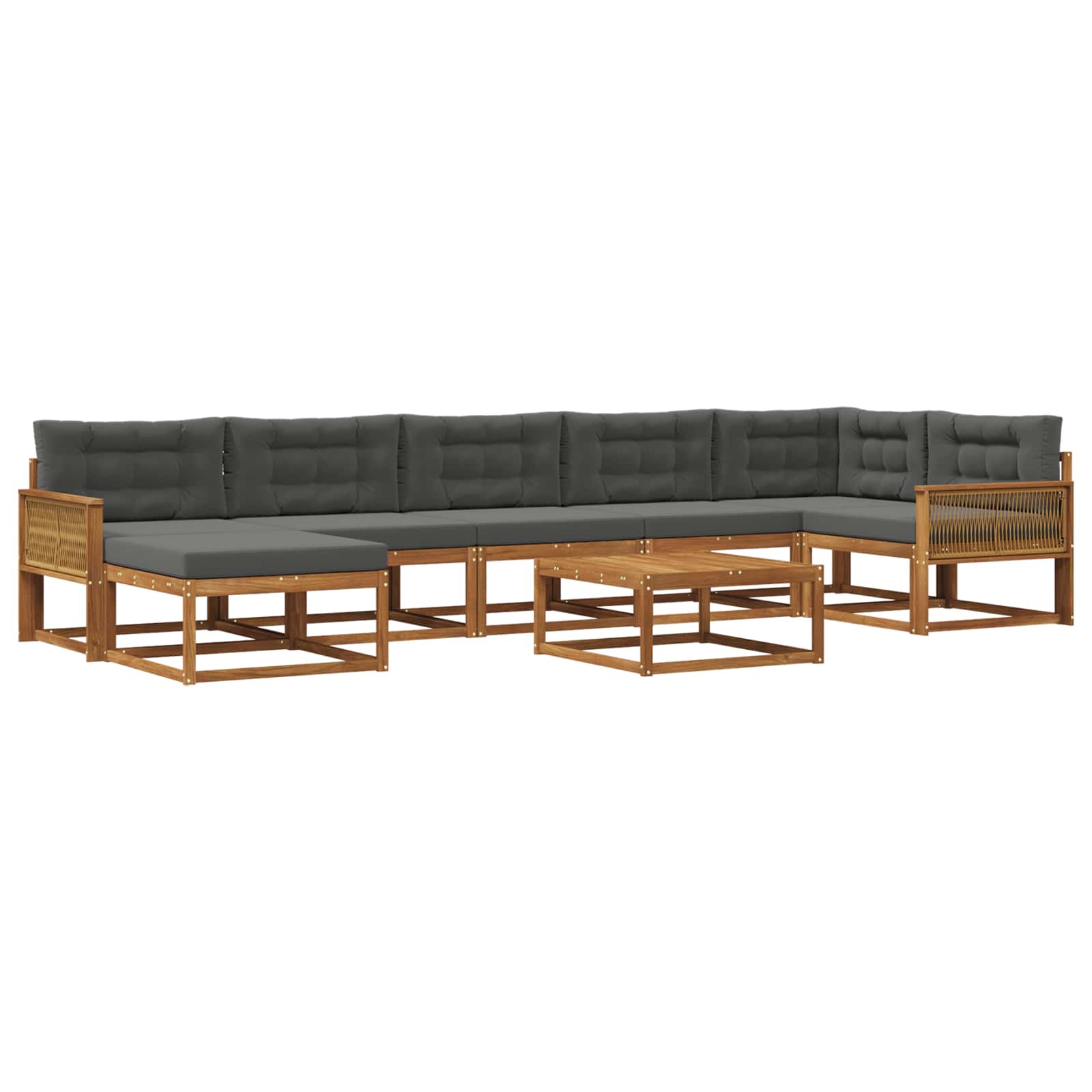 Outdoor-Sofagarnitur mit Kissen 8 pcs Natur und Anthrazit