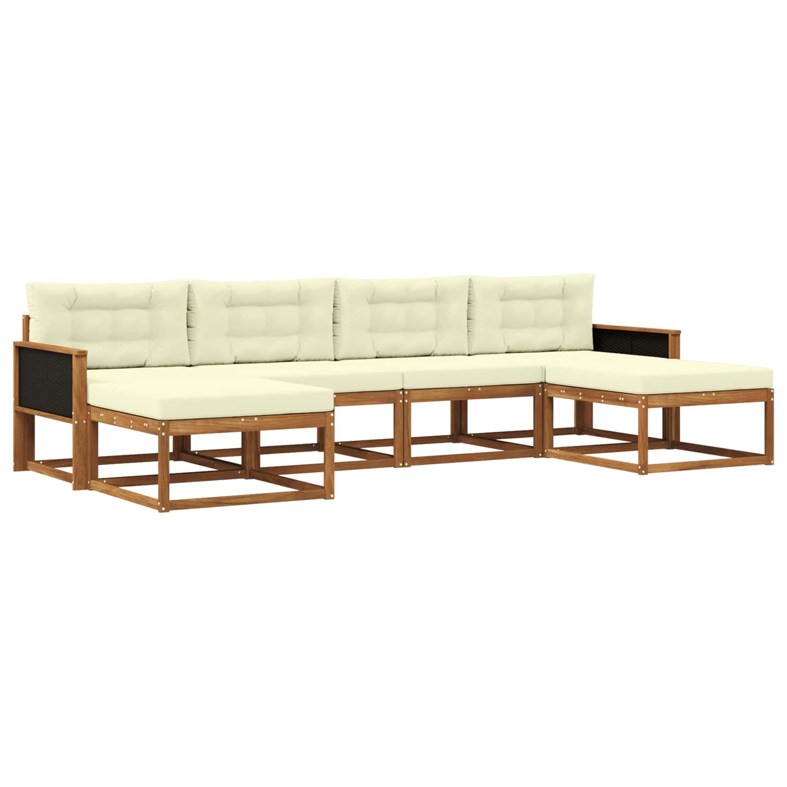 Outdoor-Sofagarnitur mit Kissen 6 pcs Natur und Creme
