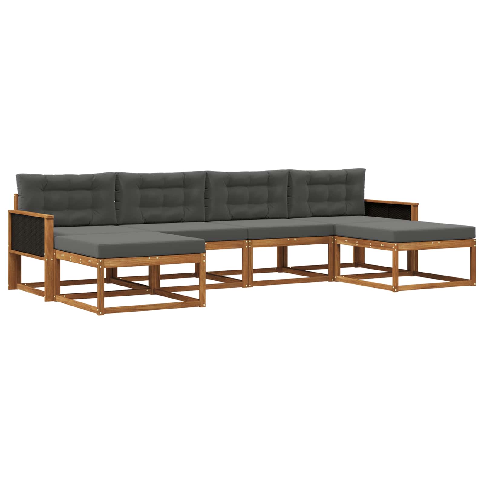 Outdoor-Sofagarnitur mit Kissen 6 pcs Natur und Anthrazit