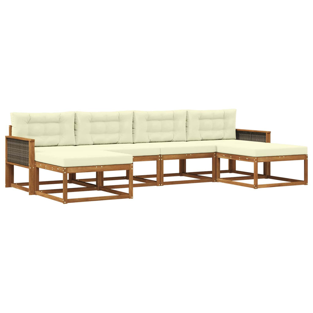 Outdoor-Sofagarnitur mit Kissen 6 pcs Natur und Creme