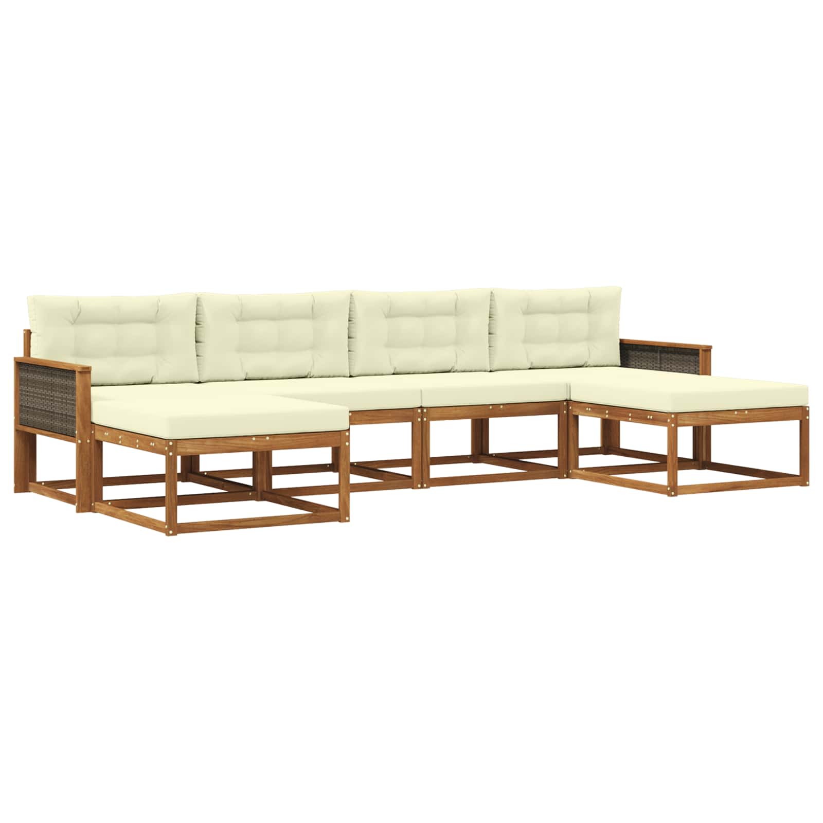 Outdoor-Sofagarnitur mit Kissen 6 pcs Natur und Creme