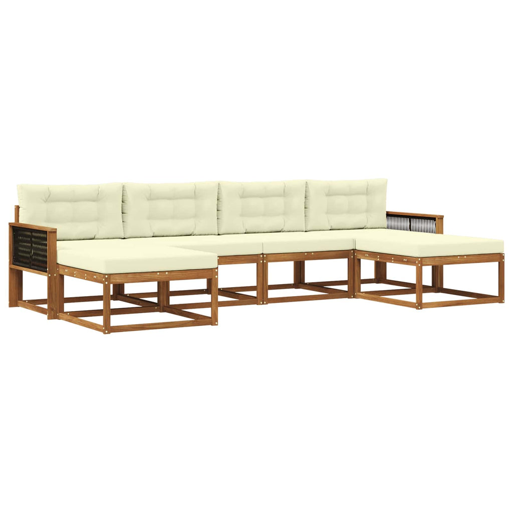 Outdoor-Sofagarnitur mit Kissen 6 pcs Natur und Creme
