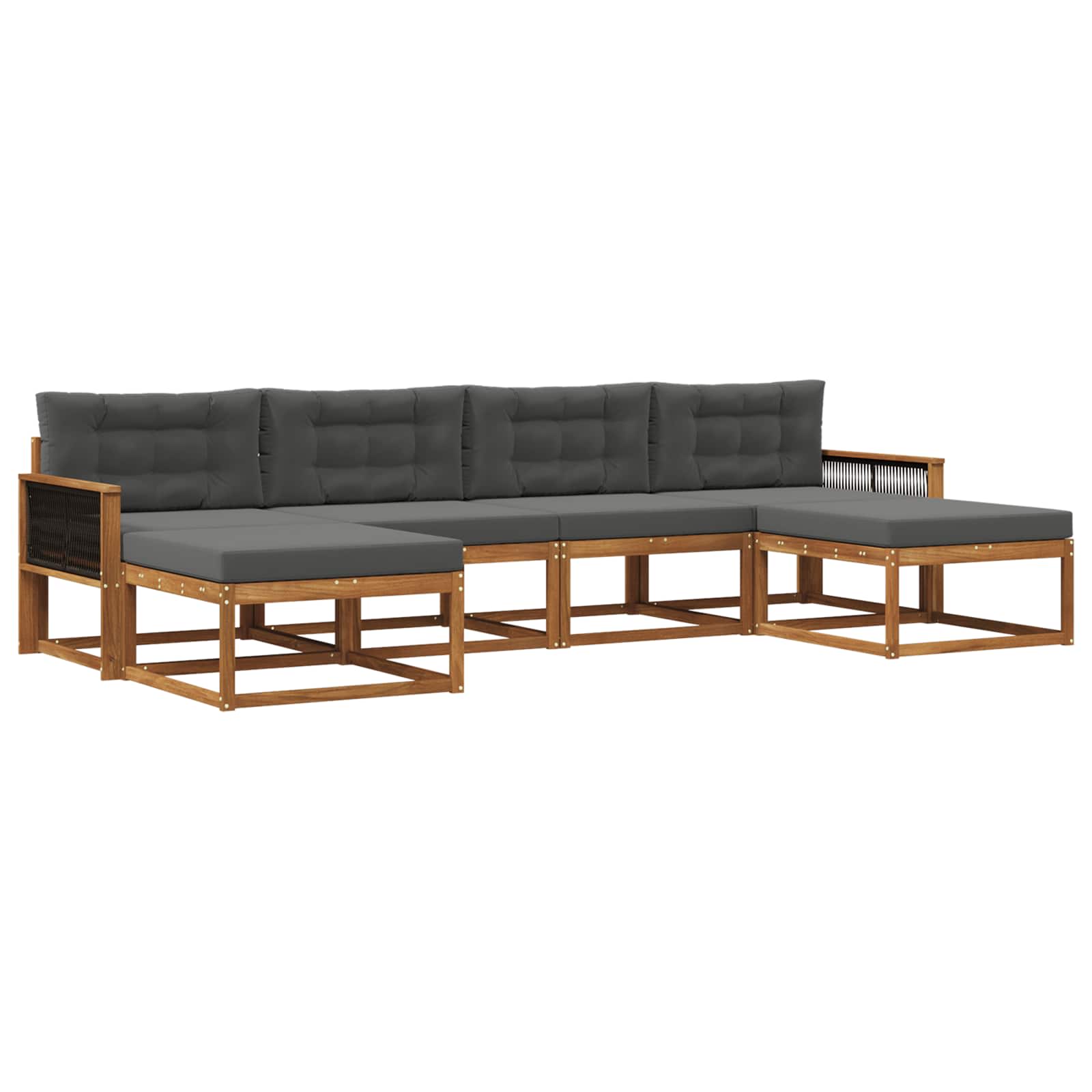 Outdoor-Sofagarnitur mit Kissen 6 pcs Natur und Anthrazit