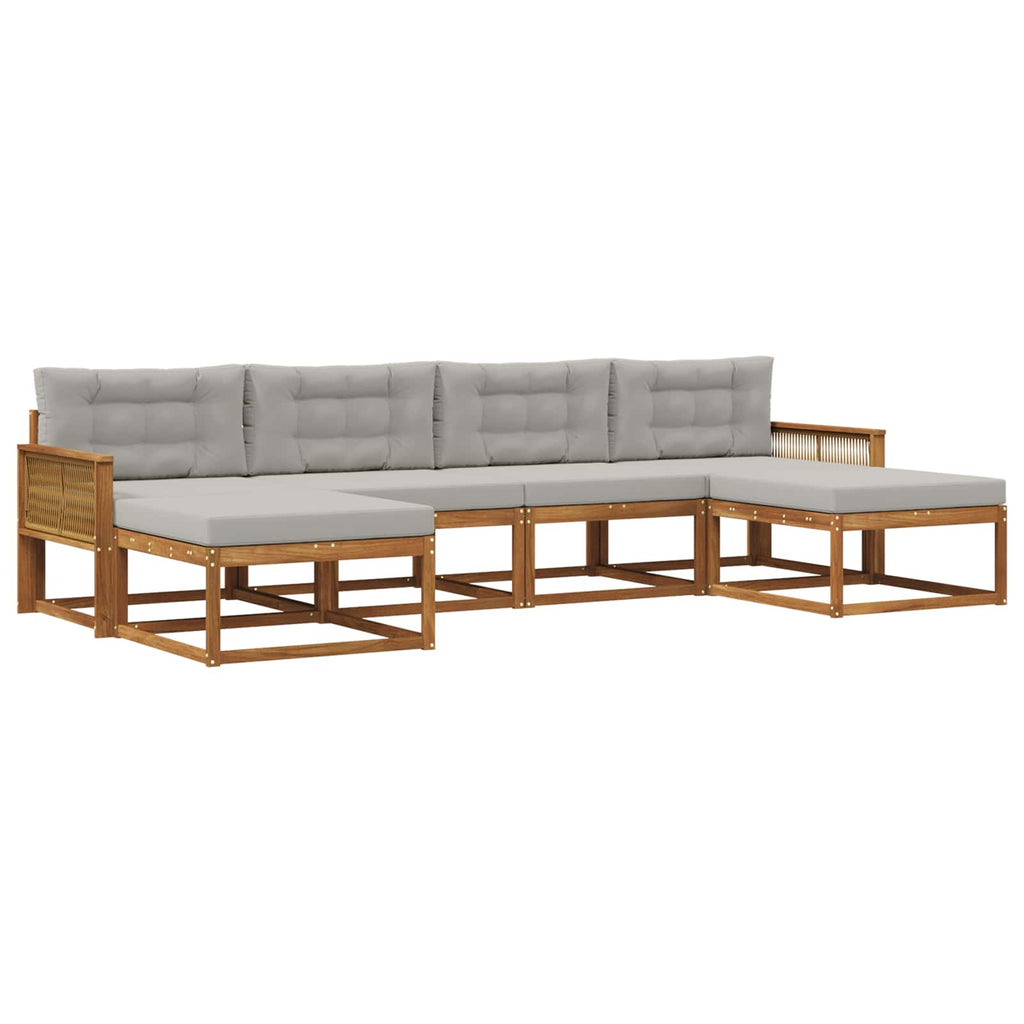 Outdoor-Sofagarnitur mit Kissen 6 pcs Natürlich und Hellgrau
