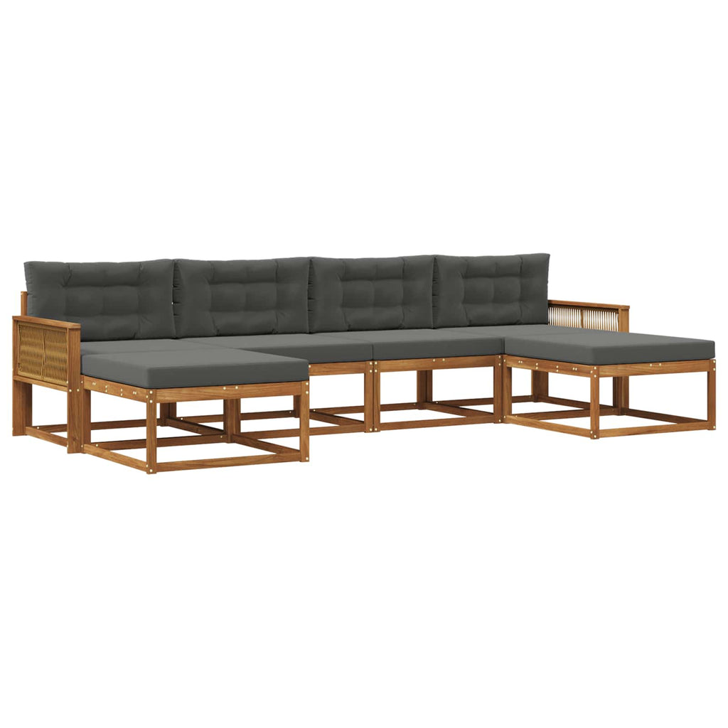 Outdoor-Sofagarnitur mit Kissen 6 pcs Natur und Anthrazit