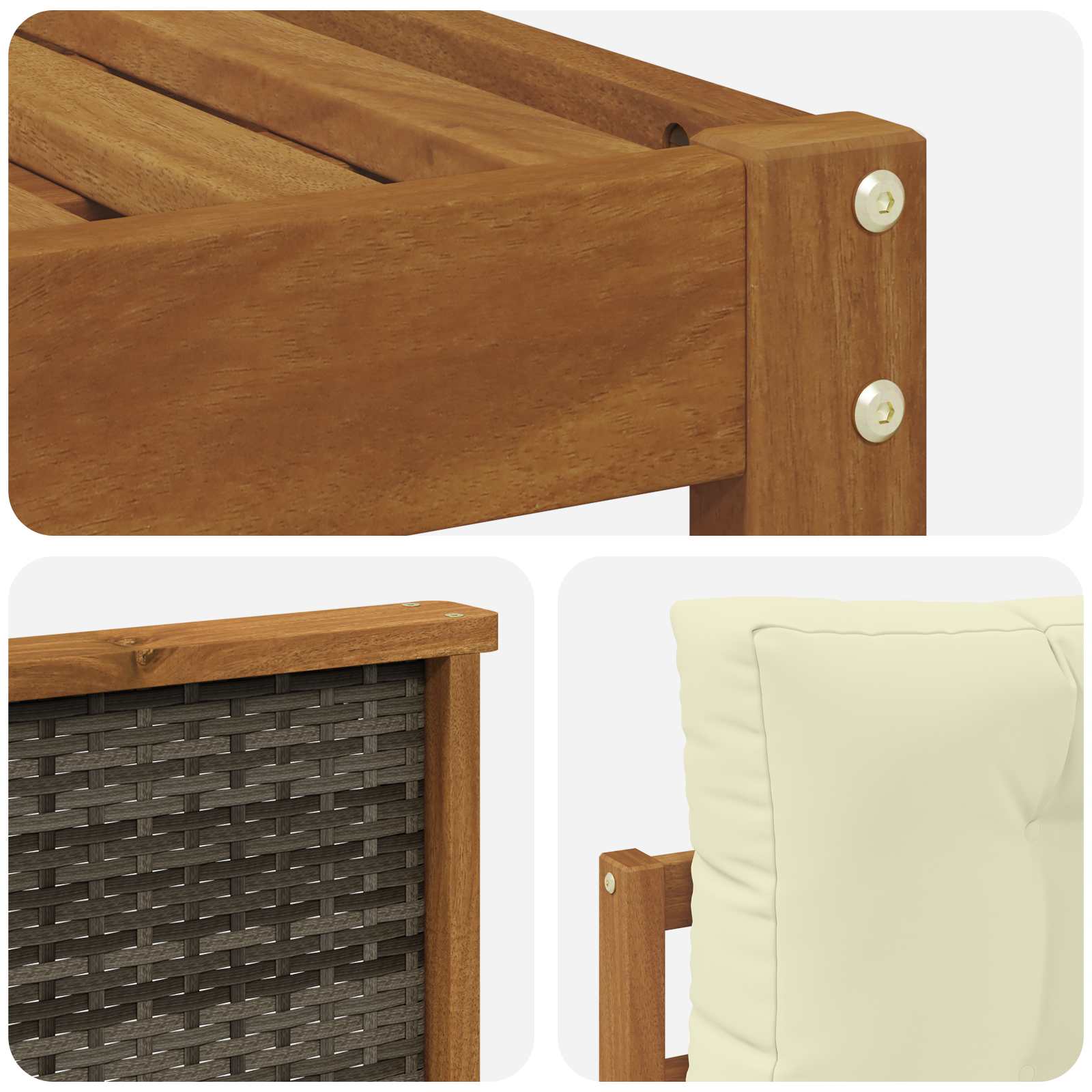 Outdoor-Sofagarnitur mit Kissen 8 pcs Natur und Creme