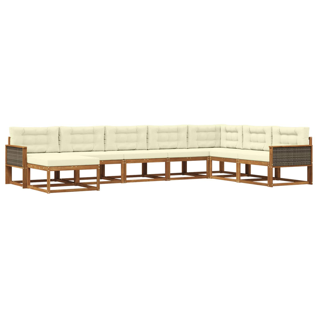 Outdoor-Sofagarnitur mit Kissen 8 pcs Natur und Creme