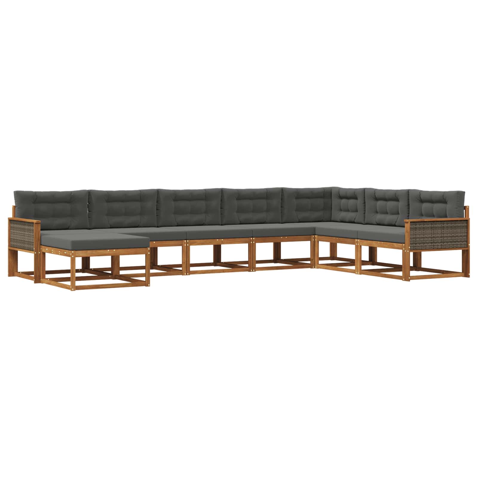 Outdoor-Sofagarnitur mit Kissen 8 pcs Natur und Anthrazit