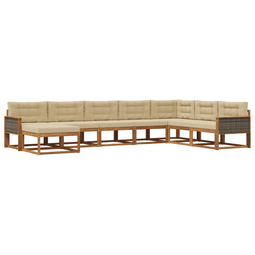 Outdoor-Sofagarnitur mit Kissen 8 pcs Natur und Beige