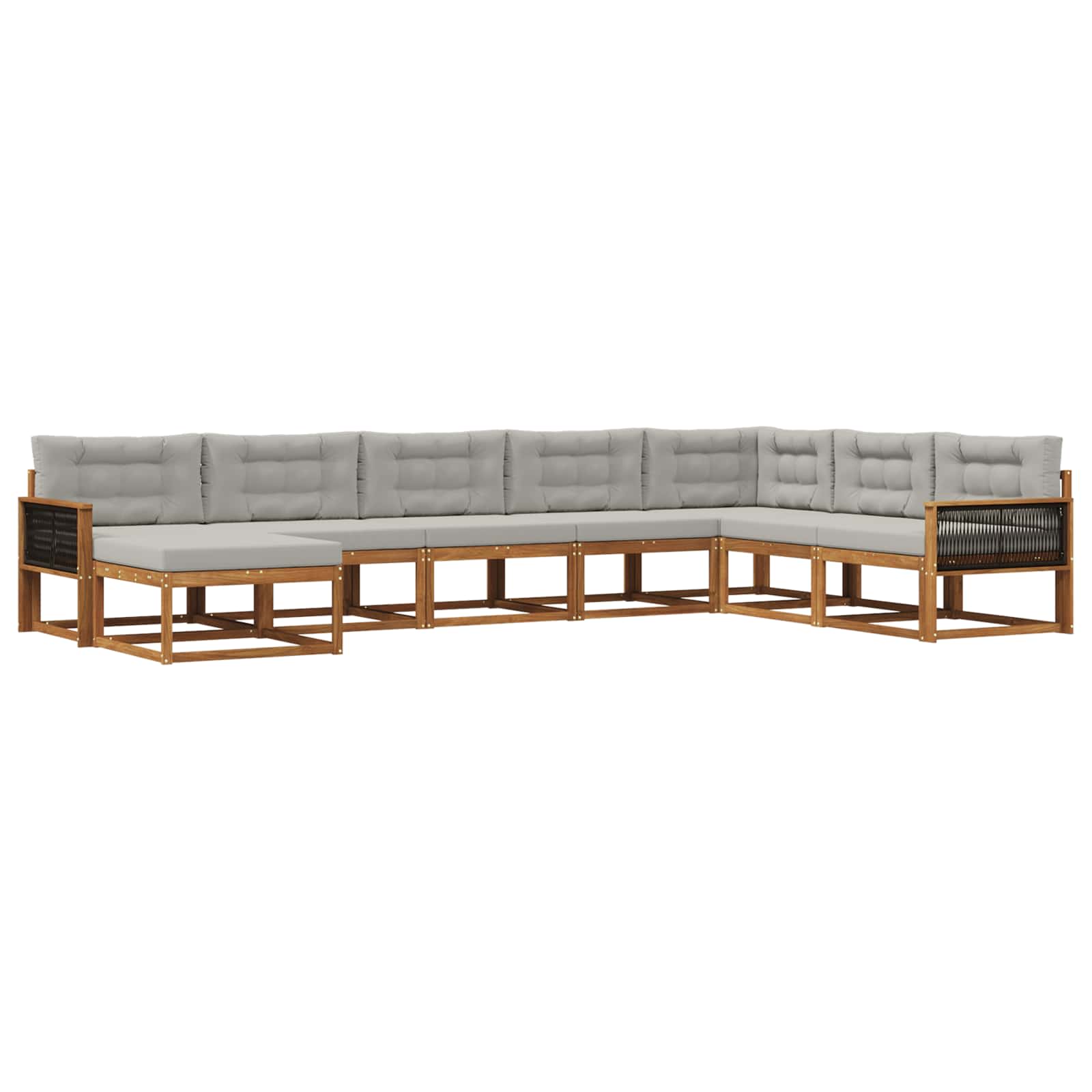 Outdoor-Sofagarnitur mit Kissen 8 pcs Natürlich und Hellgrau