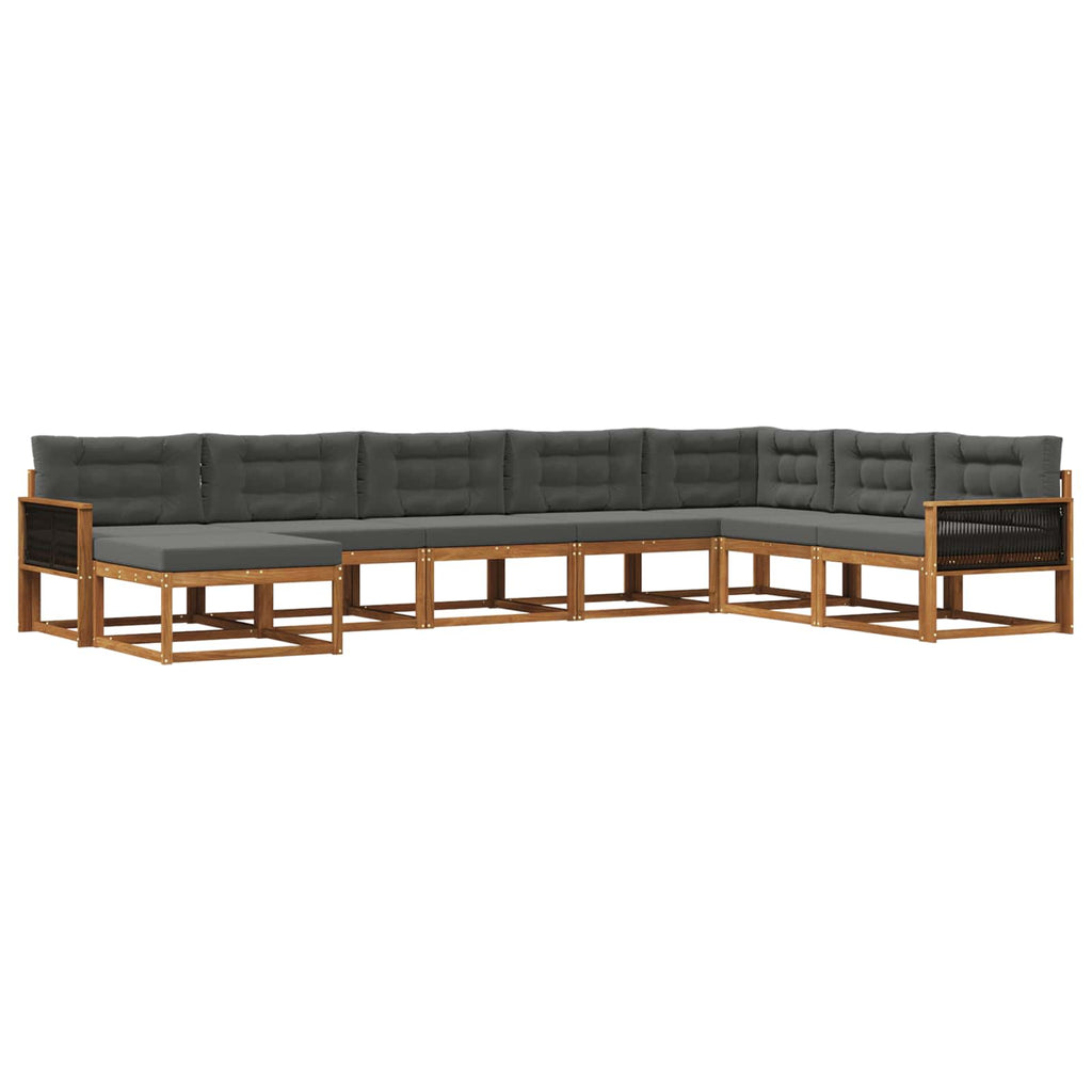 Outdoor-Sofagarnitur mit Kissen 8 pcs Natur und Anthrazit