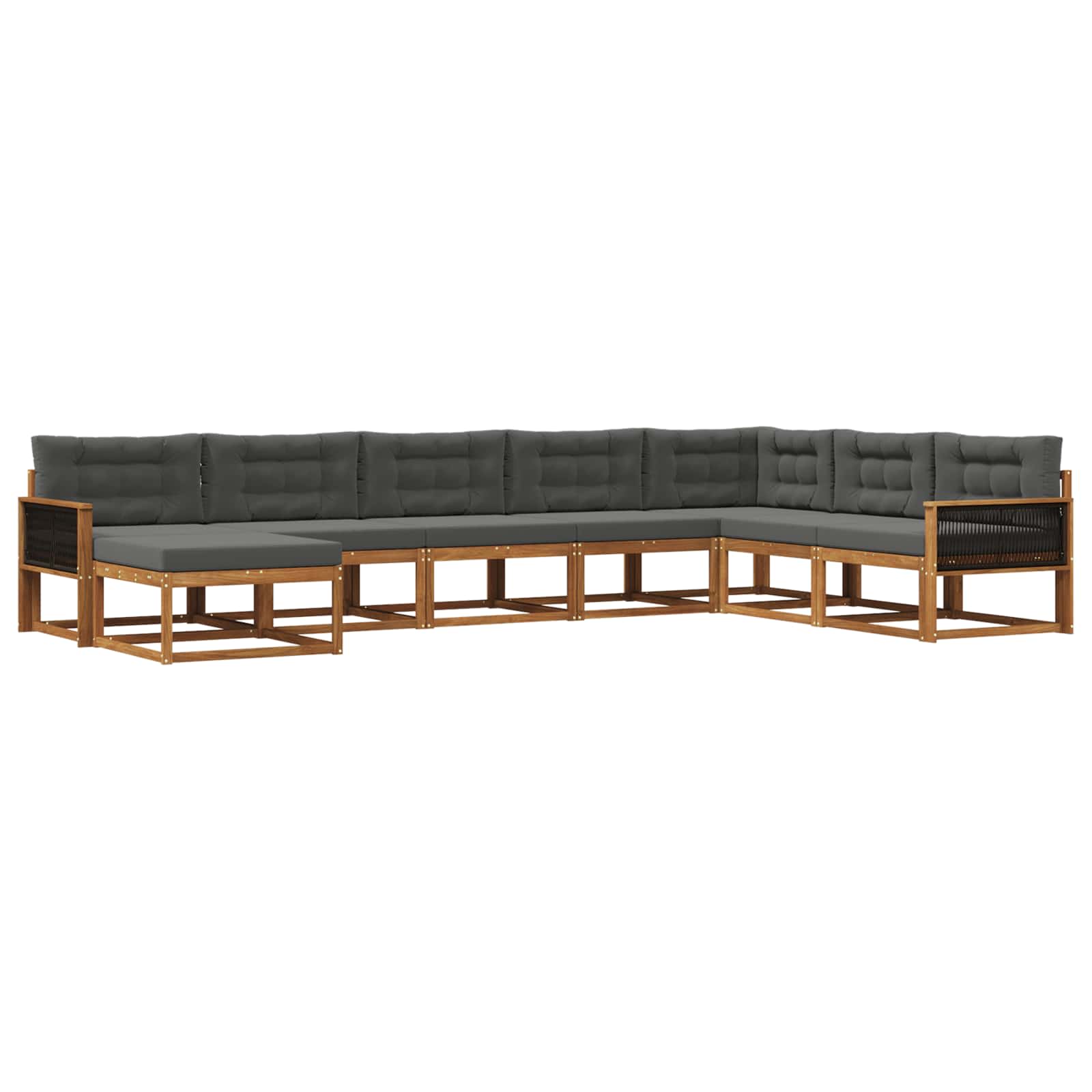 Outdoor-Sofagarnitur mit Kissen 8 pcs Natur und Anthrazit