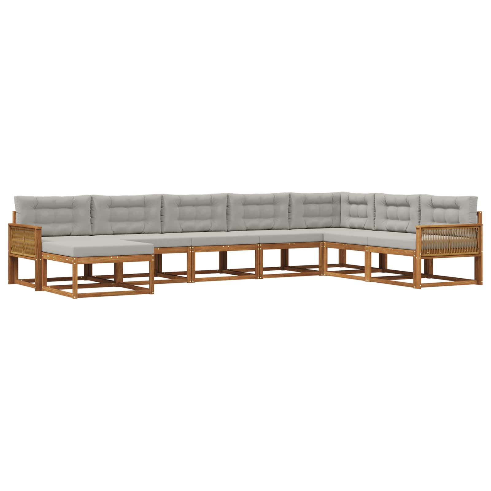 Outdoor-Sofagarnitur mit Kissen 8 pcs Natürlich und Hellgrau