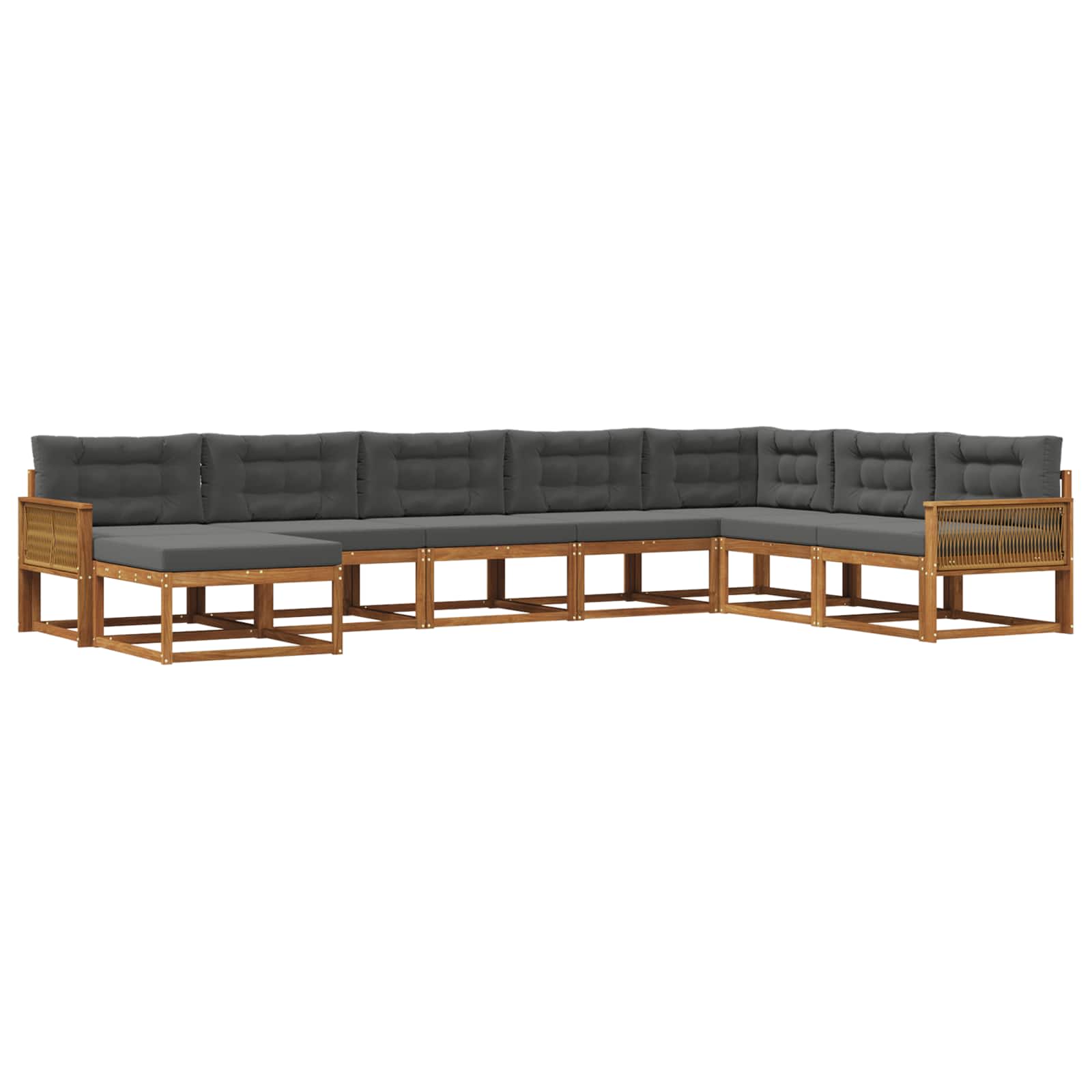 Outdoor-Sofagarnitur mit Kissen 8 pcs Natur und Anthrazit
