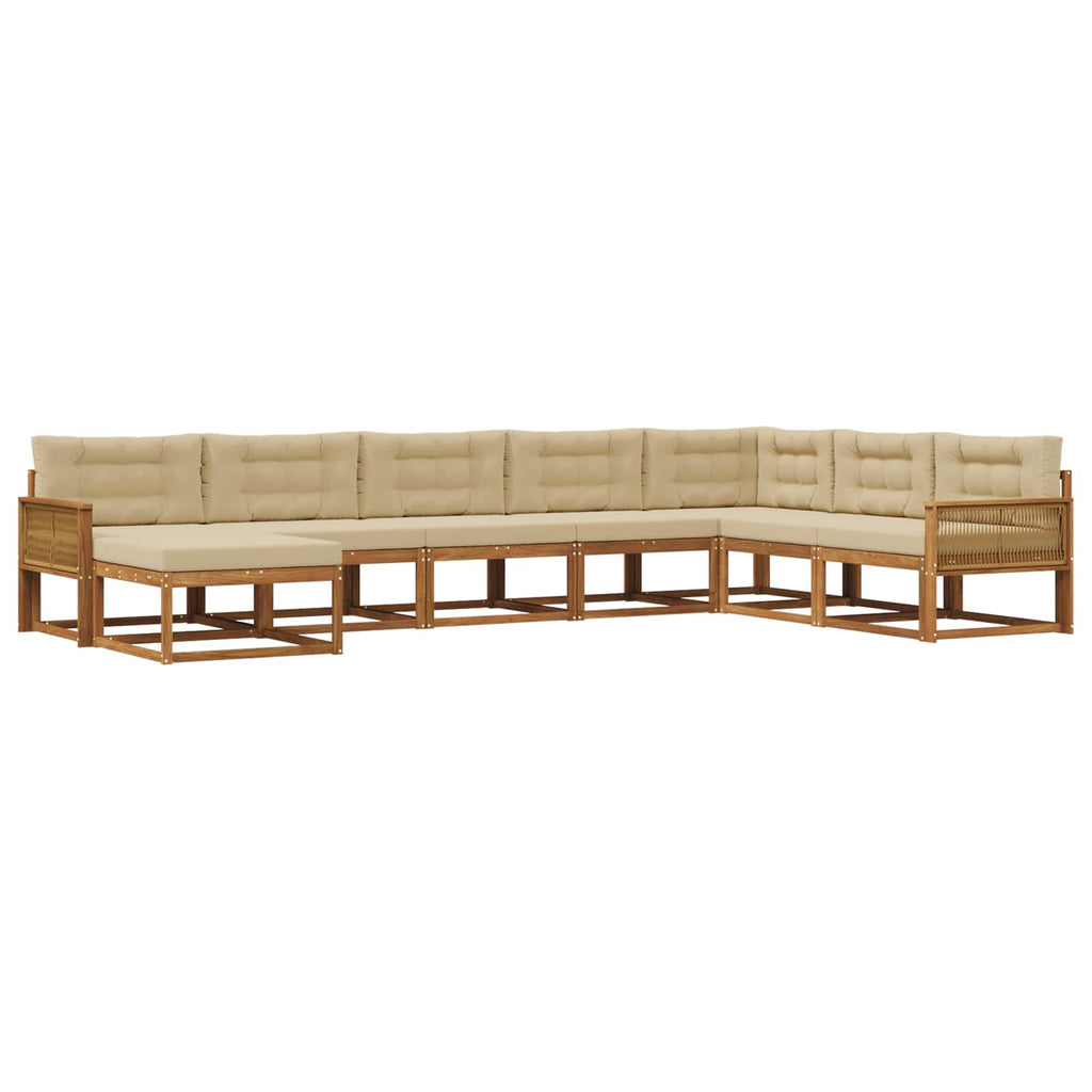 Outdoor-Sofagarnitur mit Kissen 8 pcs Natur und Beige