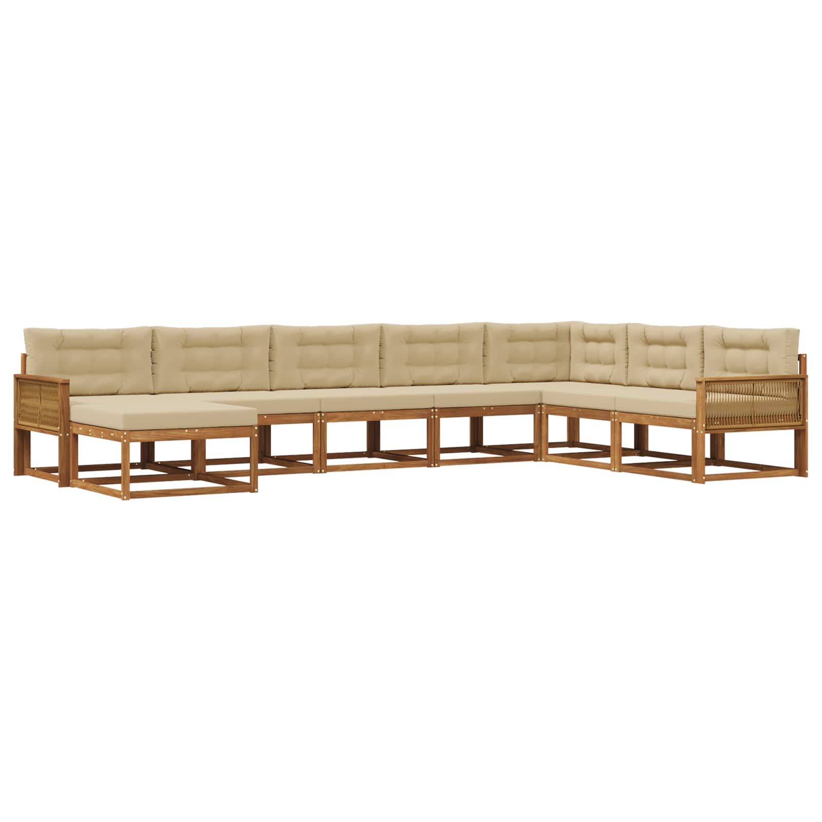 Outdoor-Sofagarnitur mit Kissen 8 pcs Natur und Beige
