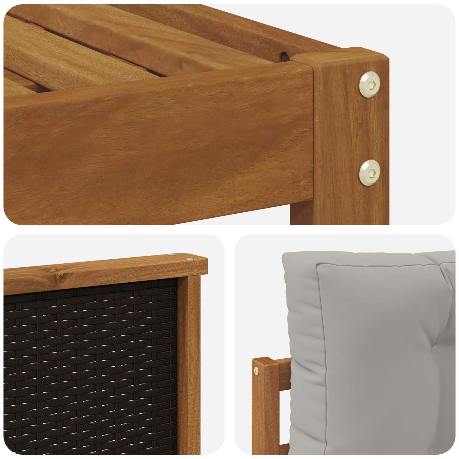 Outdoor-Sofagarnitur mit Kissen 9 pcs Natürlich und Hellgrau