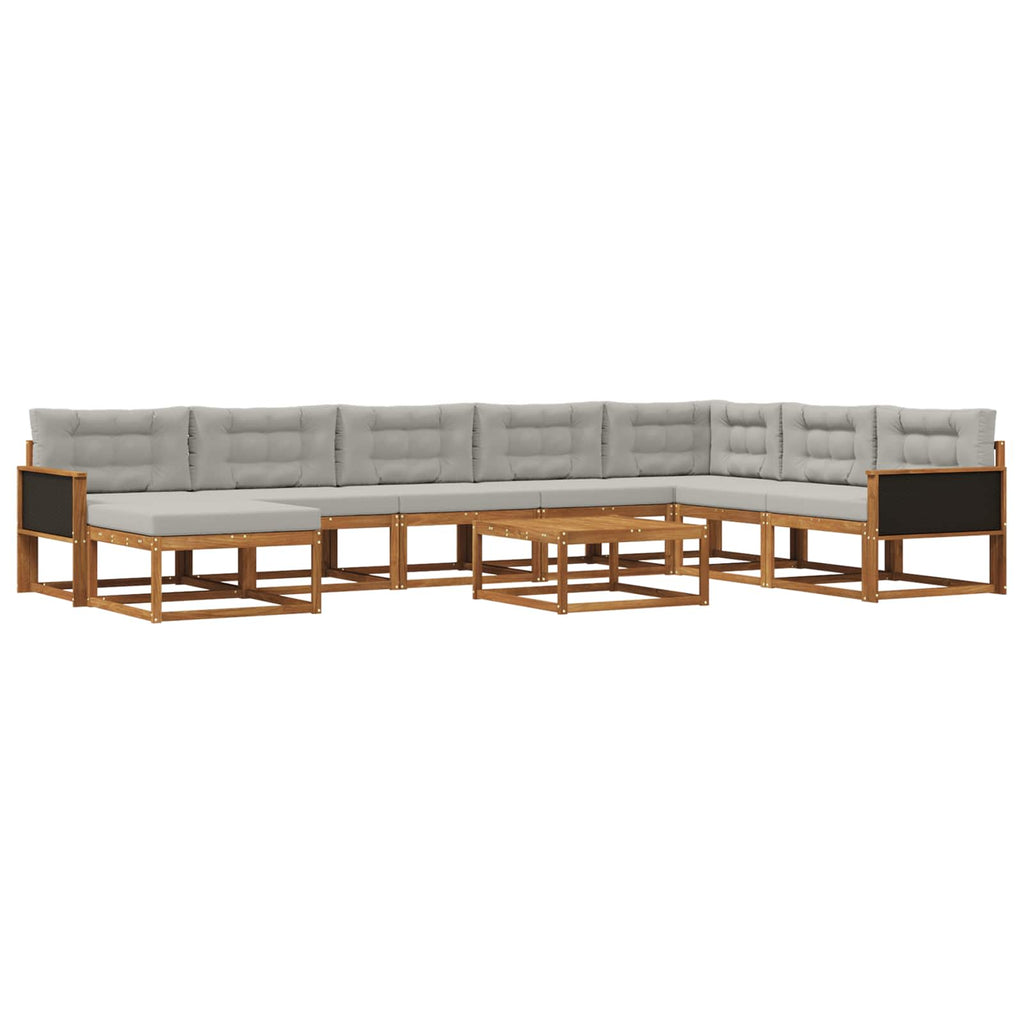 Outdoor-Sofagarnitur mit Kissen 9 pcs Natürlich und Hellgrau