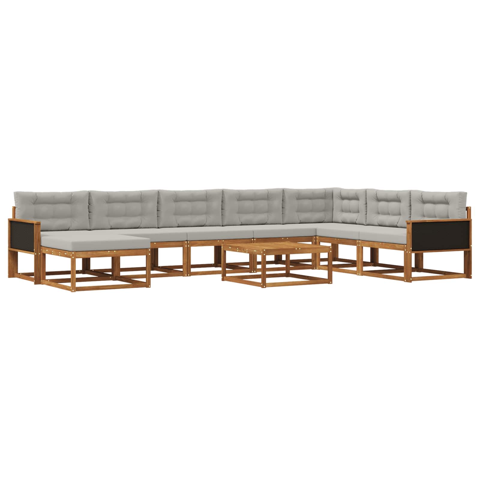 Outdoor-Sofagarnitur mit Kissen 9 pcs Natürlich und Hellgrau