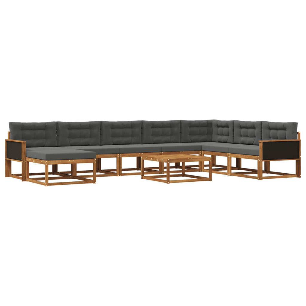 Outdoor-Sofagarnitur mit Kissen 9 pcs Natur und Anthrazit