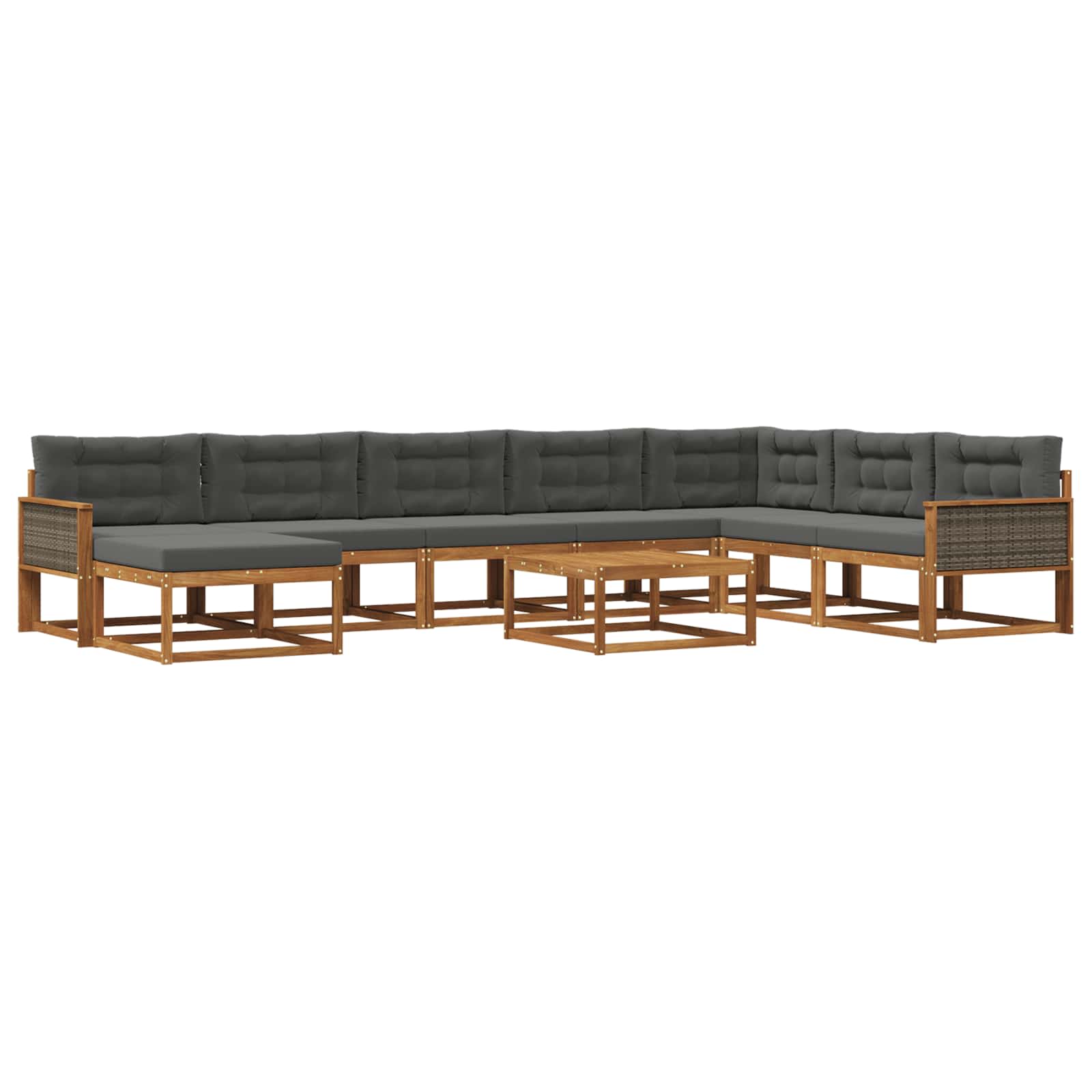 Outdoor-Sofagarnitur mit Kissen 9 pcs Natur und Anthrazit