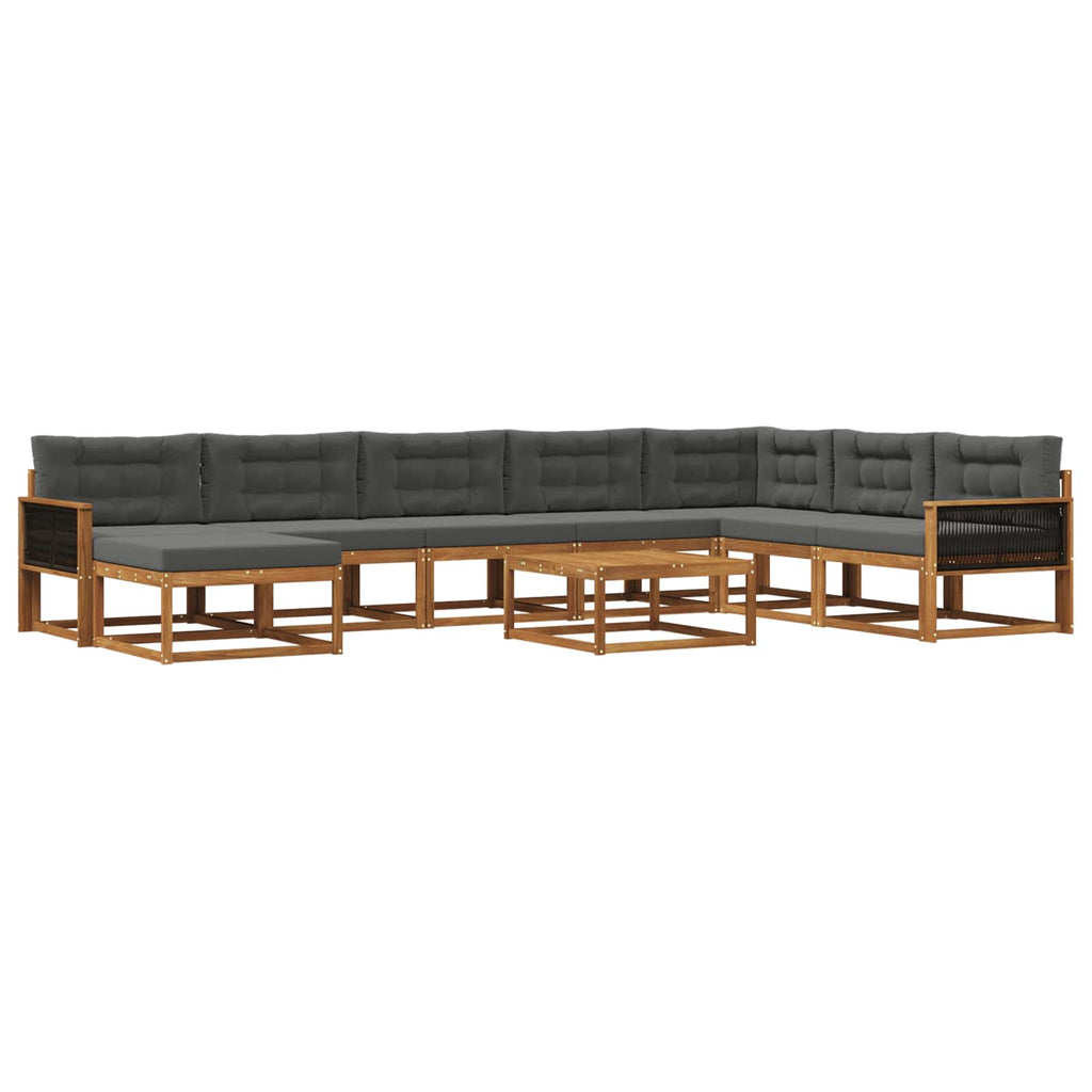 Outdoor-Sofagarnitur mit Kissen 9 pcs Natur und Anthrazit