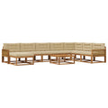 Outdoor-Sofagarnitur mit Kissen 9 pcs Natur und Beige