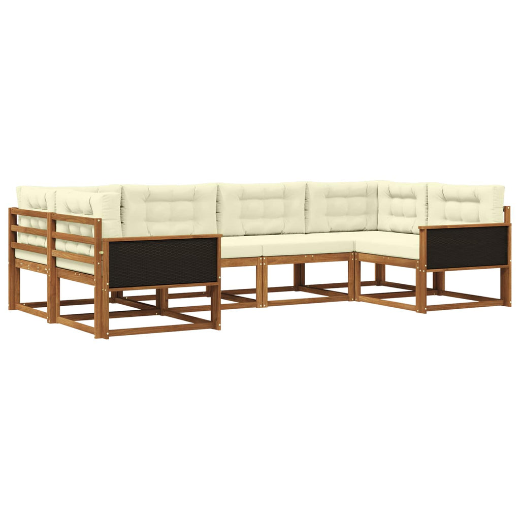 Outdoor-Sofagarnitur mit Kissen 6 pcs Natur und Creme