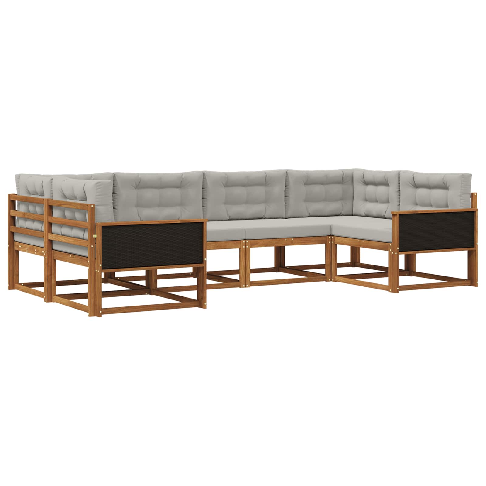 Outdoor-Sofagarnitur mit Kissen 6 pcs Natürlich und Hellgrau