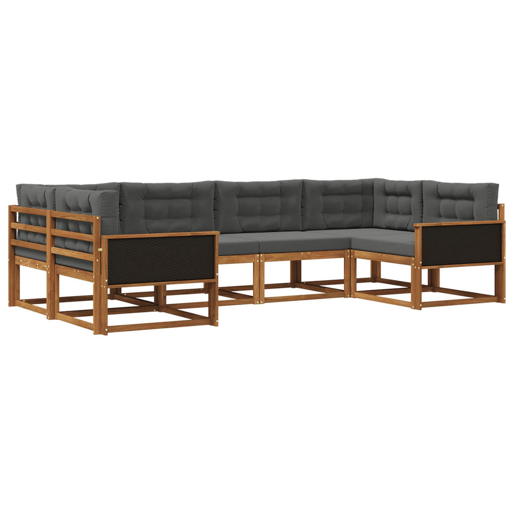 Outdoor-Sofagarnitur mit Kissen 6 pcs Natur und Anthrazit