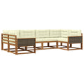 Outdoor-Sofagarnitur mit Kissen 6 pcs Natur und Creme