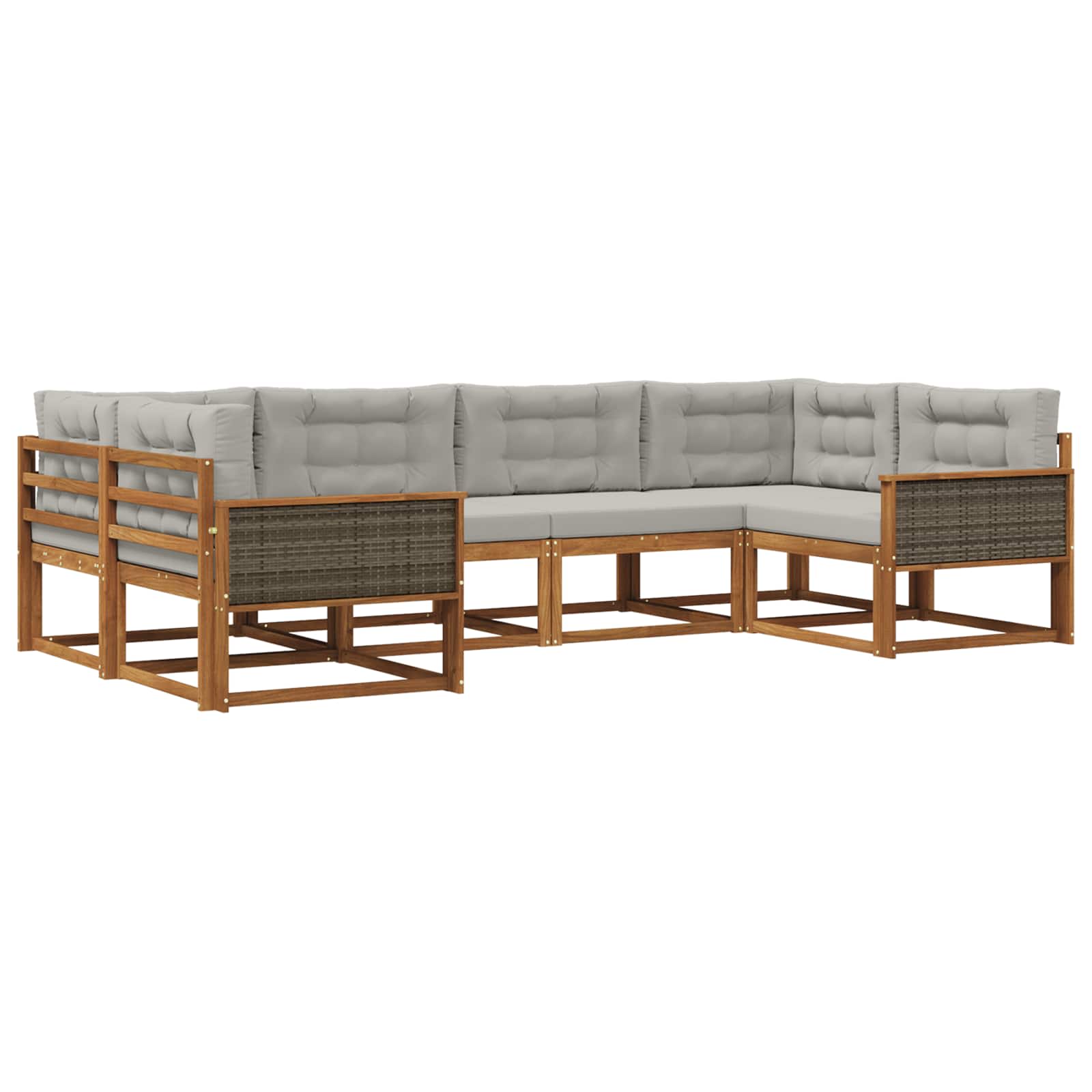 Outdoor-Sofagarnitur mit Kissen 6 pcs Natürlich und Hellgrau
