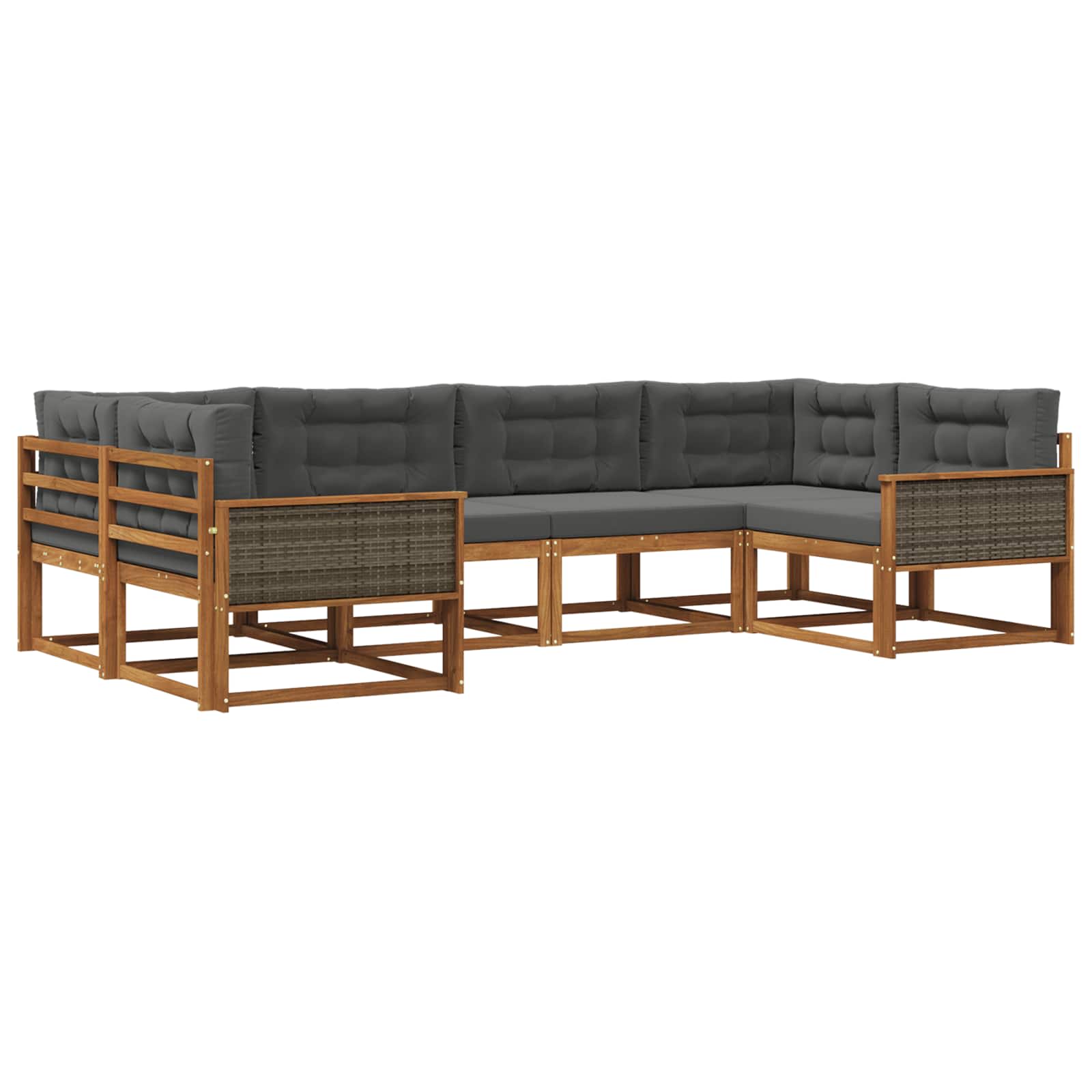 Outdoor-Sofagarnitur mit Kissen 6 pcs Natur und Anthrazit