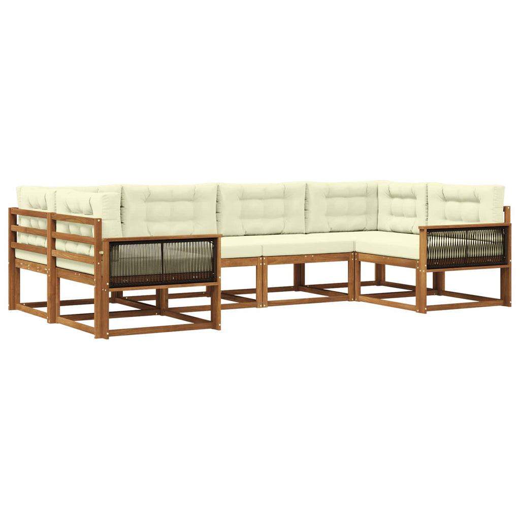 Outdoor-Sofagarnitur mit Kissen 6 pcs Natur und Creme