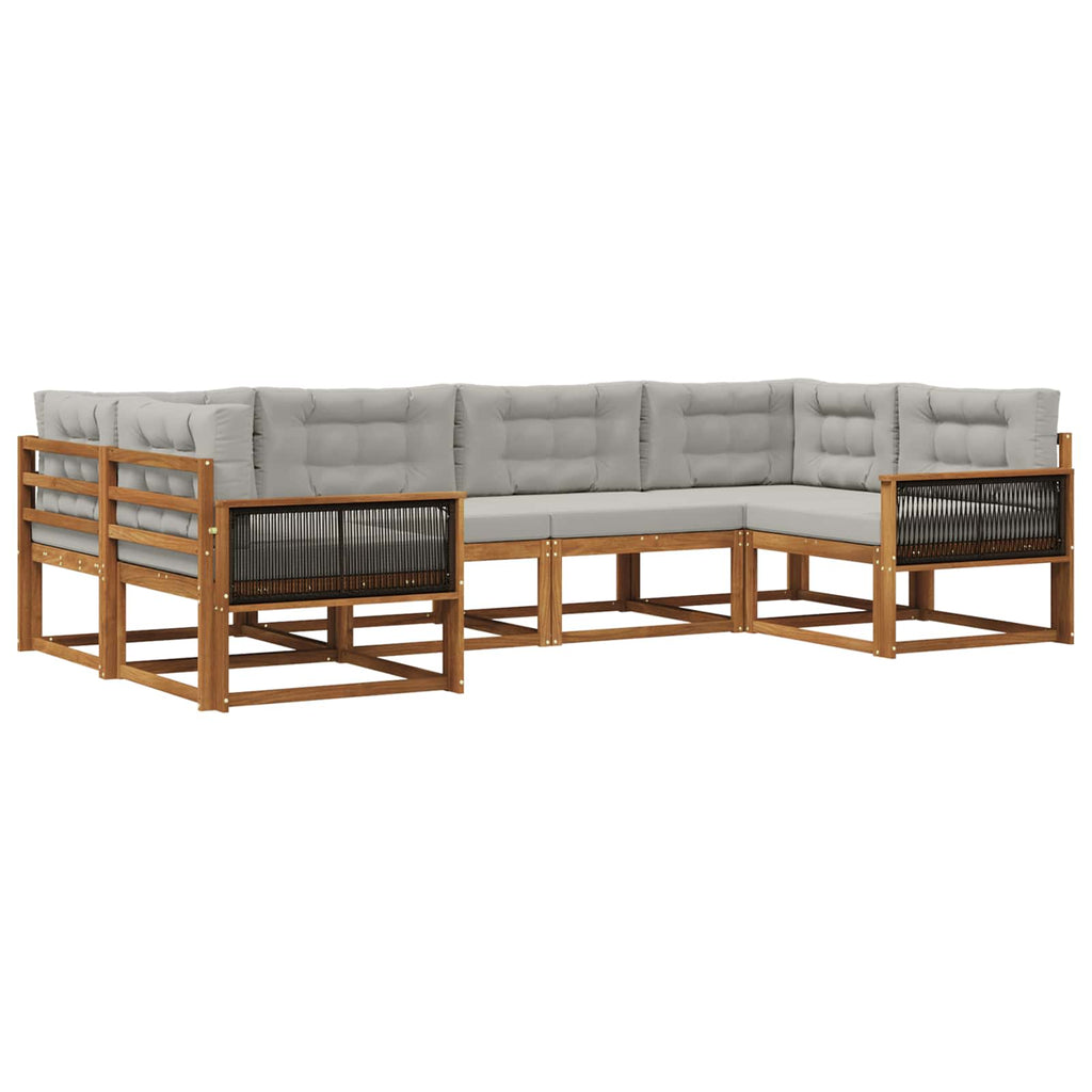 Outdoor-Sofagarnitur mit Kissen 6 pcs Natürlich und Hellgrau